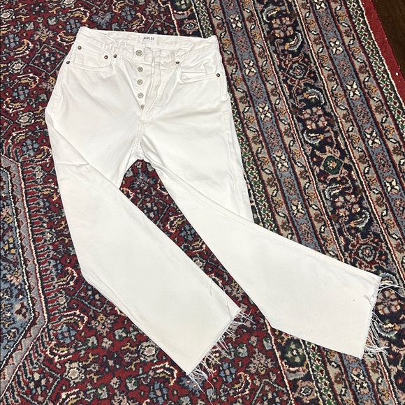 Agolde 90's Crop Mid Rise Loose Straight White - Size 25 - Picture 3 of 9